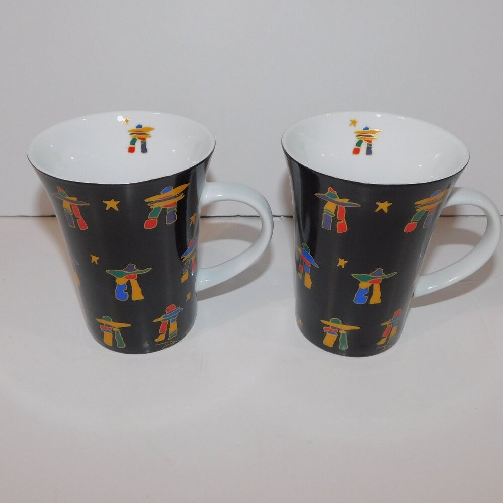 Oscardo Dawn Oman Inukshuk native aboriginal Porcelain Mug Set 2 Retired